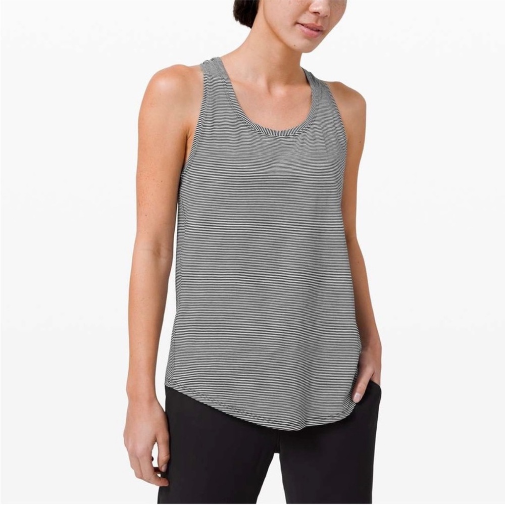 Lululemon Love Tank Top Pleated Stripe Black/White Size 8